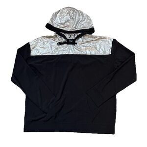 Victoria’s Secret Sport Women’s Metallic Silver & Black Pullover Hoodie Size L